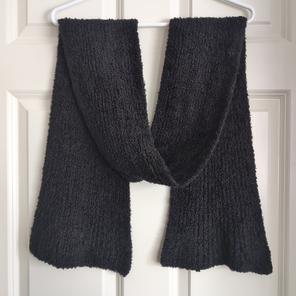 Black soft and fuzzy chenille scarf